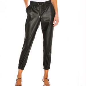 n:PHILANTHROPY Leather-Look Black Joggers